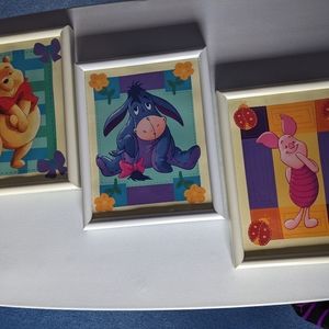 Vintage Winnie The Pooh Set Of 3 Frames Pictures